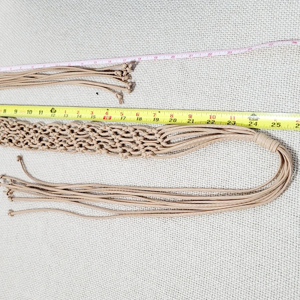 Southwest Boho Braided Leather & Fringe Belt - Picture 7 of 8
